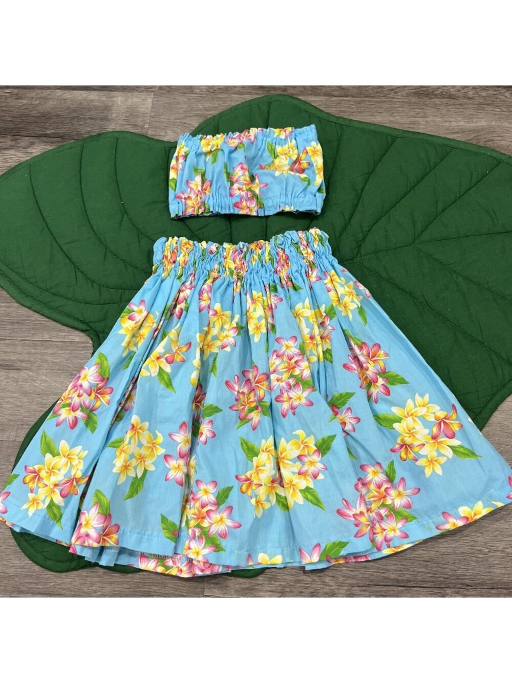 Handmade Hawaiian Hula Outfit Pa'u Skirt and Top Set Adjustable